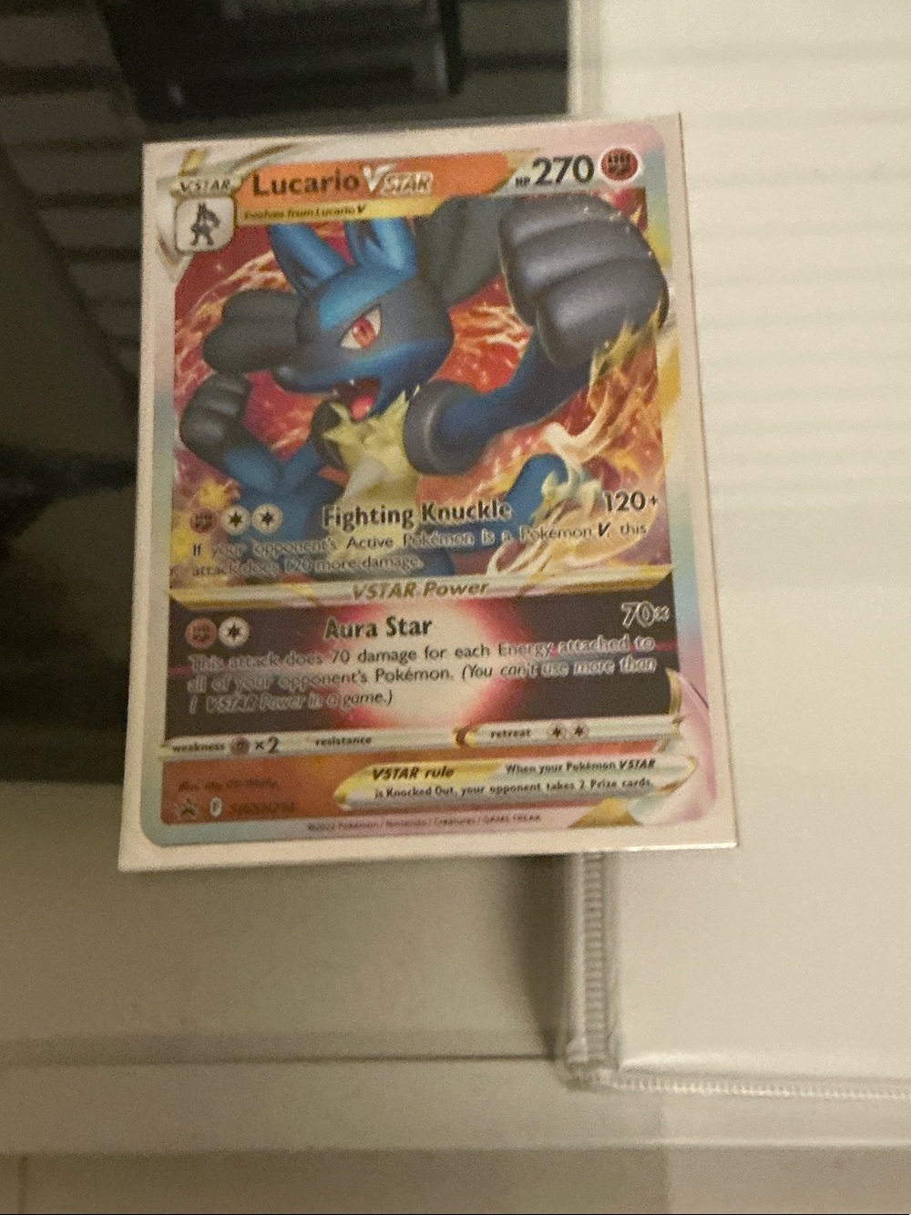 Lucario VSTAR Pokémon Card - Blue Lucario with Flame Artwork
